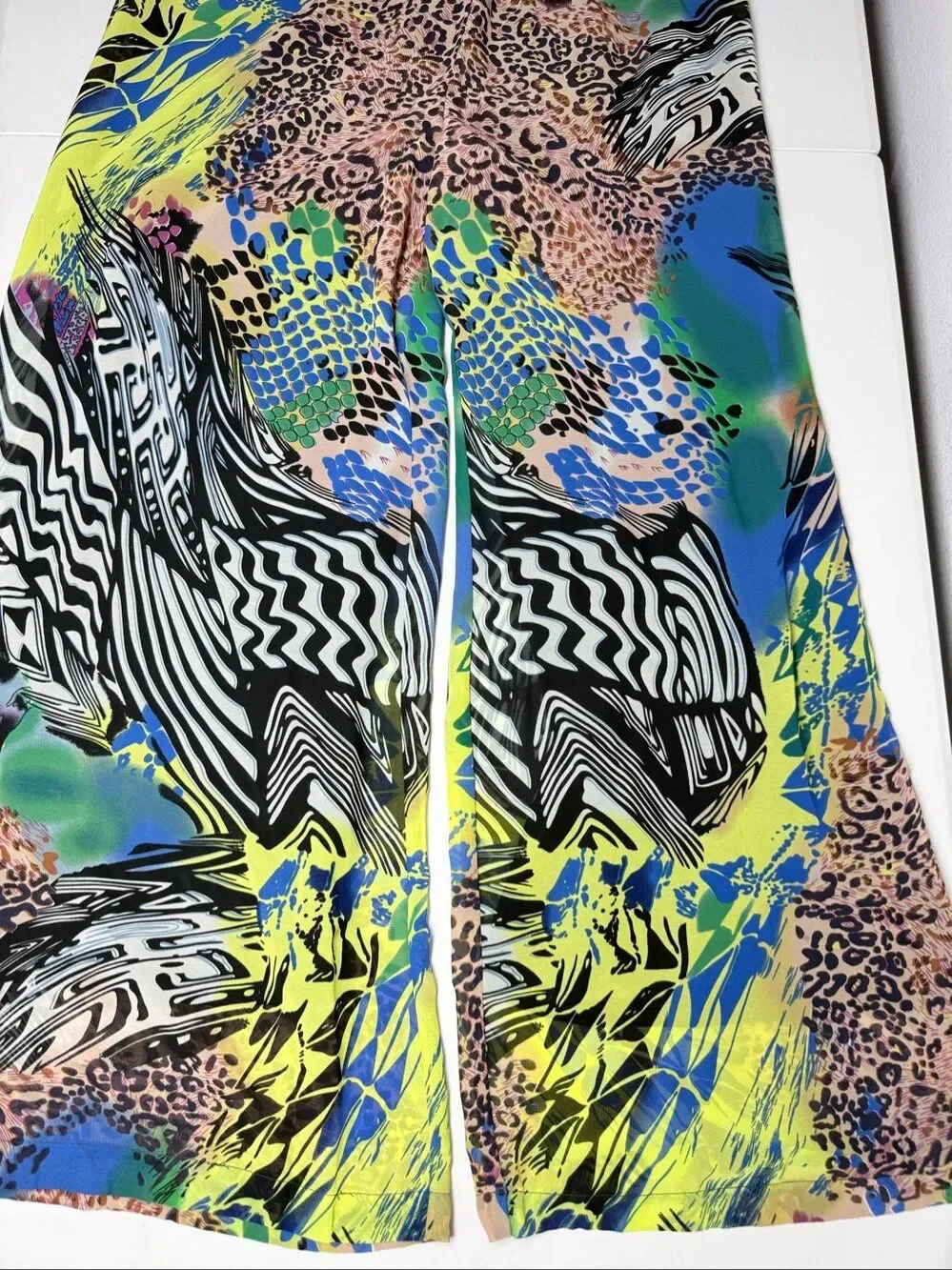 Authentic Brand Multicolor Halter Jumpsuit Wide Leg Animal Print Size 2X Lined